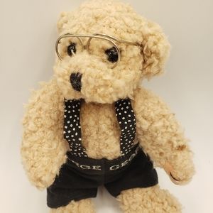 Vintage Teddy Bear 8" Jointed George Glasses Suspenders Plush OPI Products w Tag